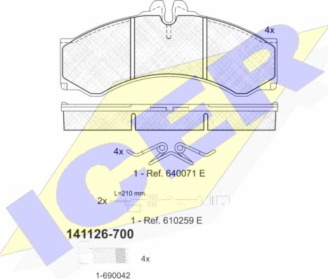 Icer 141126-700 - Brake Pad Set, disc brake autospares.lv