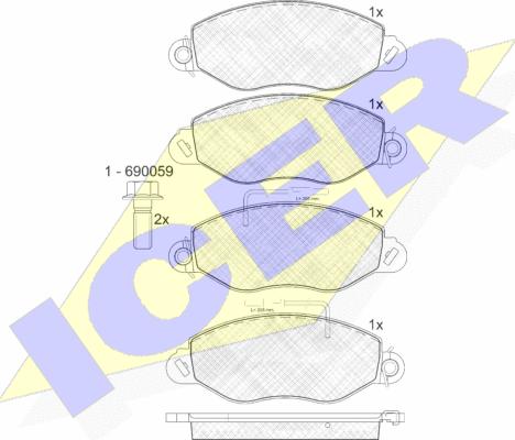 Icer 141808 - Brake Pad Set, disc brake autospares.lv