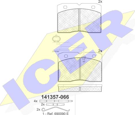 Icer 141357-066 - Brake Pad Set, disc brake autospares.lv