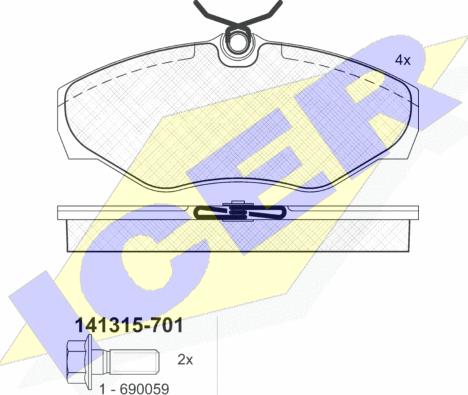 Icer 141315-701 - Brake Pad Set, disc brake autospares.lv