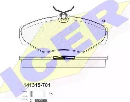 Icer 141315 - Brake Pad Set, disc brake autospares.lv
