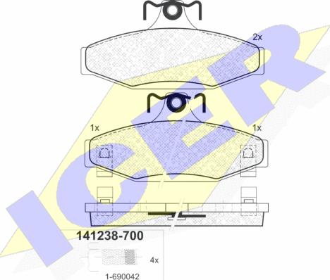 Icer 141238-700 - Brake Pad Set, disc brake autospares.lv