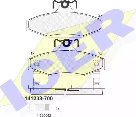 Icer 141238 - Brake Pad Set, disc brake autospares.lv