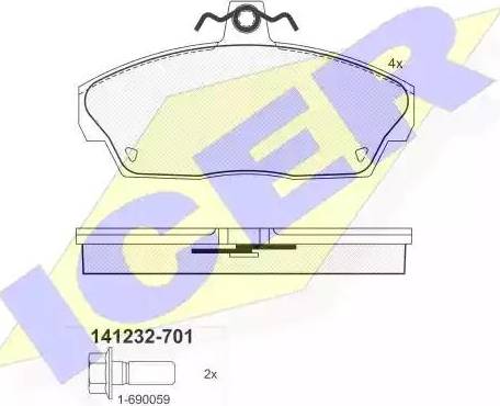 Icer 141232 - Brake Pad Set, disc brake autospares.lv