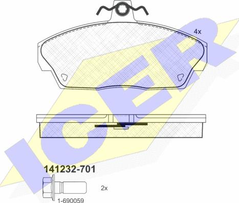 Icer 141232-701 - Brake Pad Set, disc brake autospares.lv