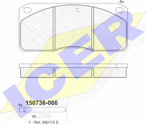 Icer 150738 - Brake Pad Set, disc brake autospares.lv