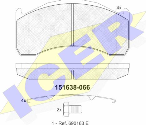 Icer 151638-066 - Brake Pad Set, disc brake autospares.lv