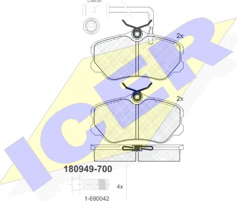 Icer 180949-700 - Brake Pad Set, disc brake autospares.lv