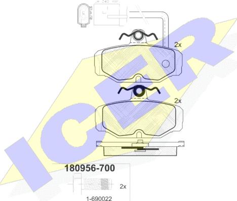 Icer 180956-700 - Brake Pad Set, disc brake autospares.lv