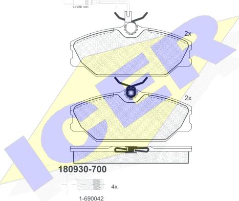 Icer 180930-700 - Brake Pad Set, disc brake autospares.lv