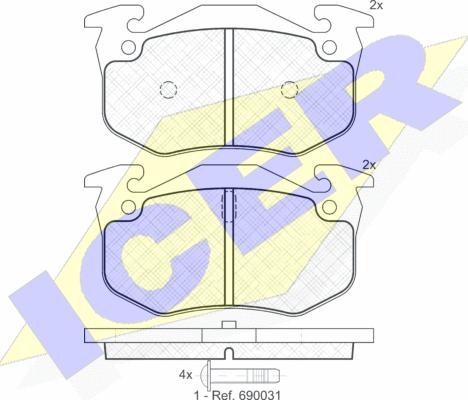 Icer 180929 - Brake Pad Set, disc brake autospares.lv