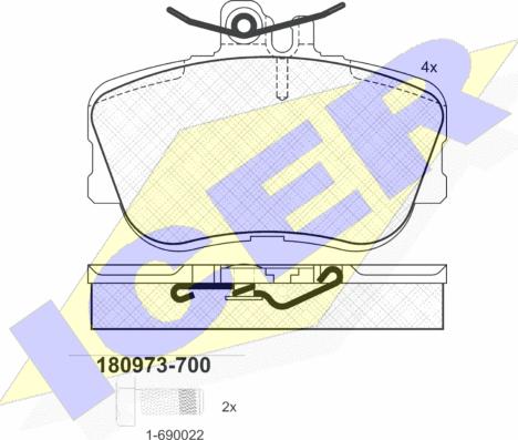 Icer 180973-700 - Brake Pad Set, disc brake autospares.lv