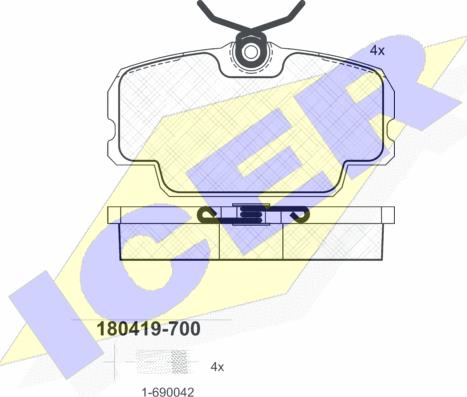 Icer 180419-700 - Brake Pad Set, disc brake autospares.lv