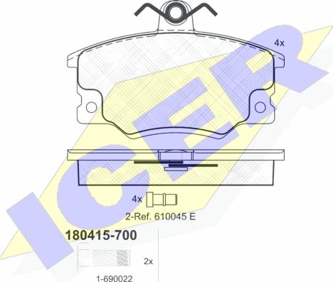 Icer 180415-700 - Brake Pad Set, disc brake autospares.lv