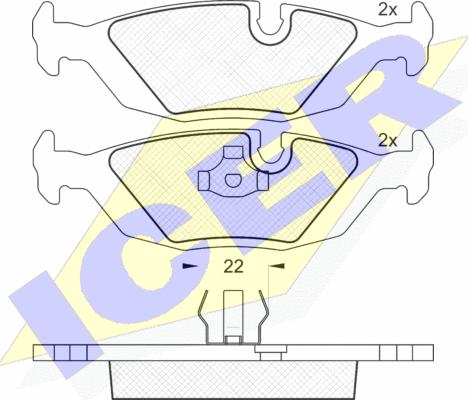 Icer 180422 - Brake Pad Set, disc brake autospares.lv