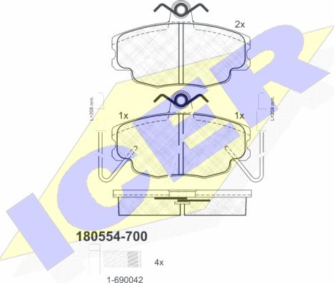 Icer 180554-700 - Brake Pad Set, disc brake autospares.lv