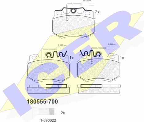 Icer 180555-700 - Brake Pad Set, disc brake autospares.lv