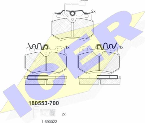 Icer 180553-700 - Brake Pad Set, disc brake autospares.lv