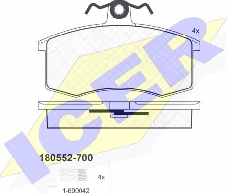 Icer 180552-700 - Brake Pad Set, disc brake autospares.lv