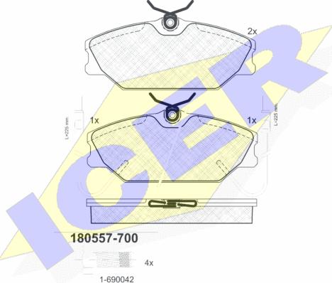 Icer 180557-700 - Brake Pad Set, disc brake autospares.lv