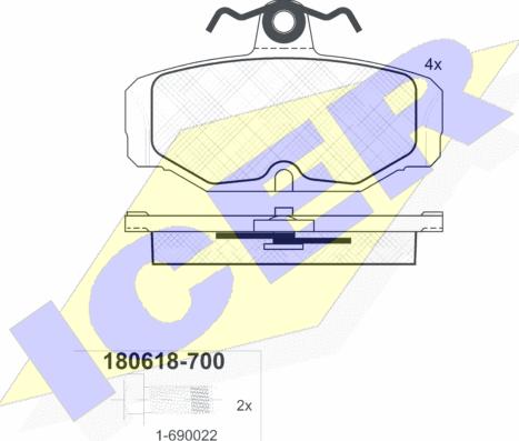 Icer 180618-700 - Brake Pad Set, disc brake autospares.lv