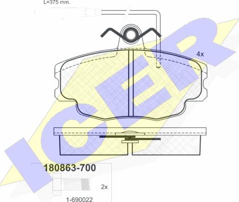 Icer 180863-700 - Brake Pad Set, disc brake autospares.lv