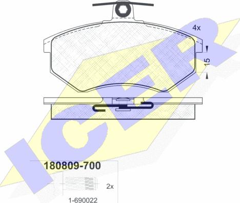 Icer 180809-700 - Brake Pad Set, disc brake autospares.lv