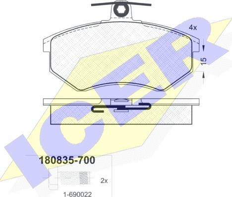 Icer 180835-700 - Brake Pad Set, disc brake autospares.lv