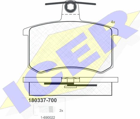 Icer 180337-700 - Brake Pad Set, disc brake autospares.lv