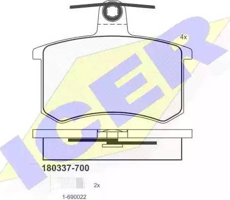 Icer 180337 - Brake Pad Set, disc brake autospares.lv