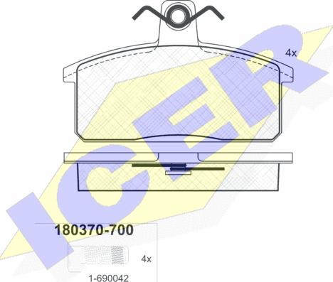 Icer 180370-700 - Brake Pad Set, disc brake autospares.lv