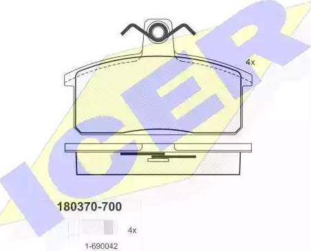 Icer 180370 - Brake Pad Set, disc brake autospares.lv