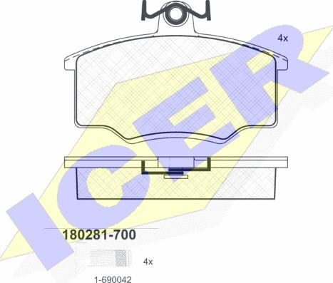 Icer 180281-700 - Brake Pad Set, disc brake autospares.lv