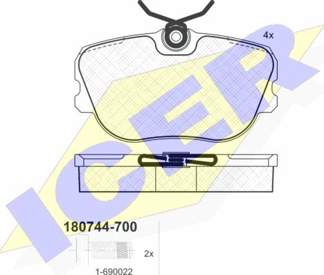 Icer 180744-700 - Brake Pad Set, disc brake autospares.lv