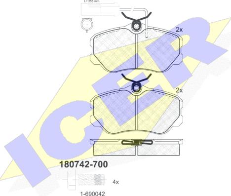 Icer 180742-700 - Brake Pad Set, disc brake autospares.lv