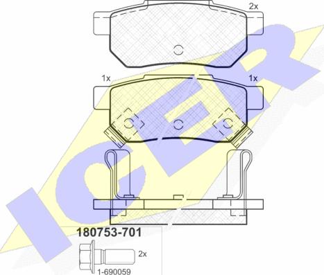 Icer 180753-701 - Brake Pad Set, disc brake autospares.lv