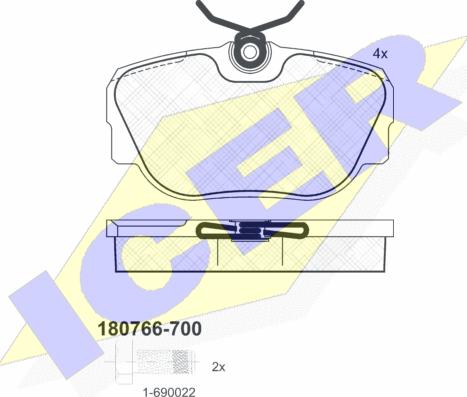 Icer 180766-700 - Brake Pad Set, disc brake autospares.lv