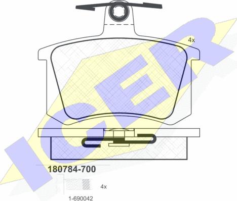 Icer 180784-700 - Brake Pad Set, disc brake autospares.lv