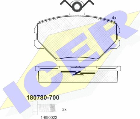 Icer 180780-700 - Brake Pad Set, disc brake autospares.lv