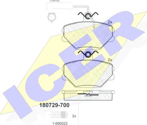 Icer 180729-700 - Brake Pad Set, disc brake autospares.lv