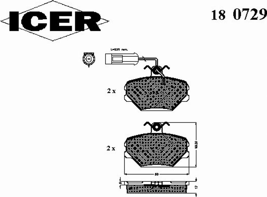 Icer 180729 - Brake Pad Set, disc brake autospares.lv