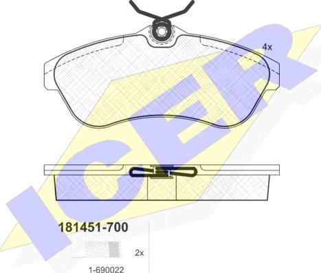 Icer 181451-700 - Brake Pad Set, disc brake autospares.lv