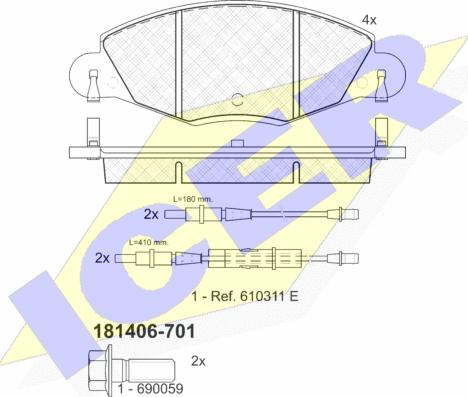 Icer 181406-701 - Brake Pad Set, disc brake autospares.lv