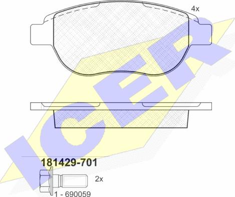 Icer 181429-701 - Brake Pad Set, disc brake autospares.lv