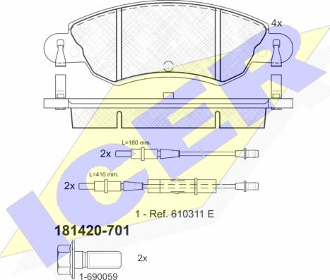 Icer 181420-701 - Brake Pad Set, disc brake autospares.lv