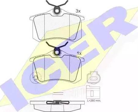 Icer 181593 - Brake Pad Set, disc brake autospares.lv