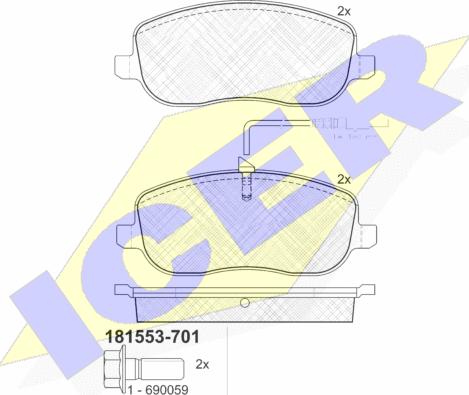 Icer 181553-701 - Brake Pad Set, disc brake autospares.lv