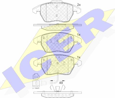 Icer 181567 - Brake Pad Set, disc brake autospares.lv