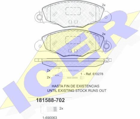 Icer 181588-702 - Brake Pad Set, disc brake autospares.lv