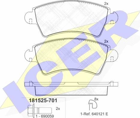 Icer 181525-701 - Brake Pad Set, disc brake autospares.lv